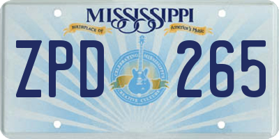 MS license plate ZPD265