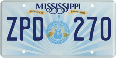 MS license plate ZPD270