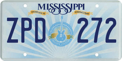 MS license plate ZPD272