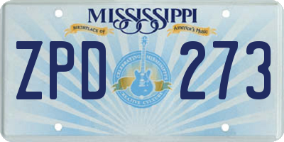 MS license plate ZPD273