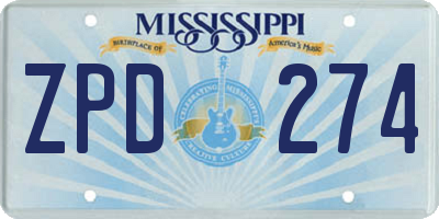 MS license plate ZPD274