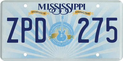 MS license plate ZPD275