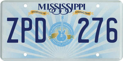 MS license plate ZPD276