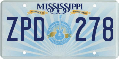MS license plate ZPD278