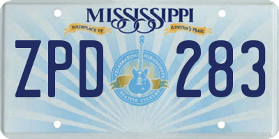 MS license plate ZPD283