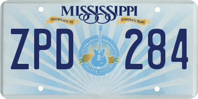 MS license plate ZPD284