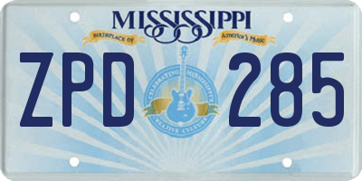 MS license plate ZPD285