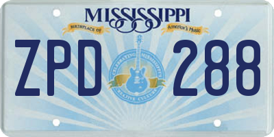 MS license plate ZPD288