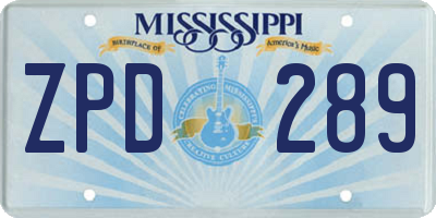 MS license plate ZPD289