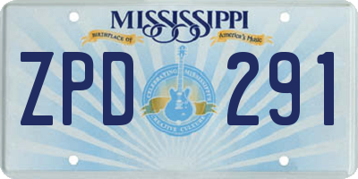 MS license plate ZPD291