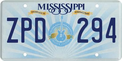 MS license plate ZPD294