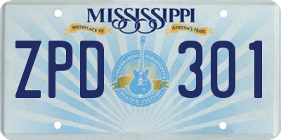 MS license plate ZPD301