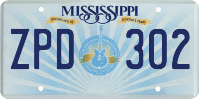 MS license plate ZPD302