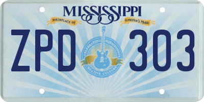 MS license plate ZPD303