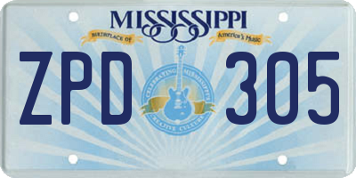MS license plate ZPD305