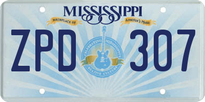 MS license plate ZPD307