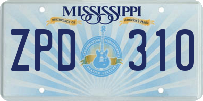 MS license plate ZPD310