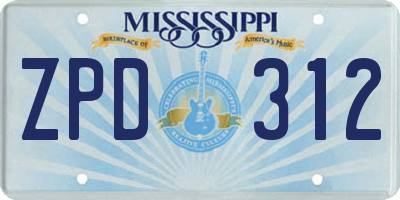 MS license plate ZPD312