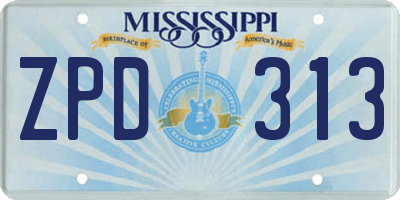 MS license plate ZPD313
