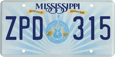 MS license plate ZPD315