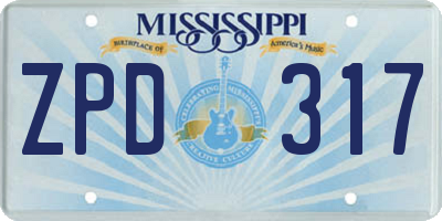 MS license plate ZPD317