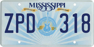 MS license plate ZPD318