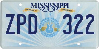 MS license plate ZPD322