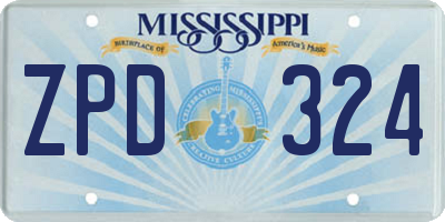 MS license plate ZPD324