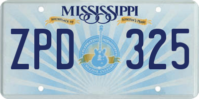 MS license plate ZPD325