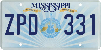 MS license plate ZPD331