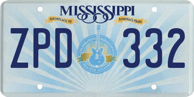 MS license plate ZPD332