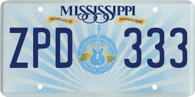 MS license plate ZPD333