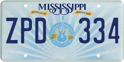 MS license plate ZPD334