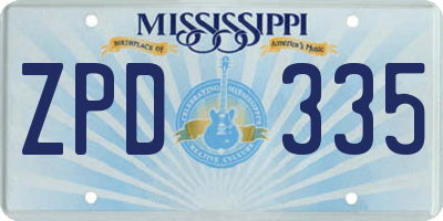 MS license plate ZPD335