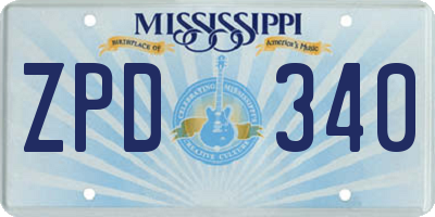 MS license plate ZPD340