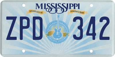 MS license plate ZPD342
