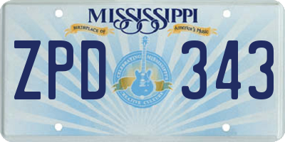 MS license plate ZPD343