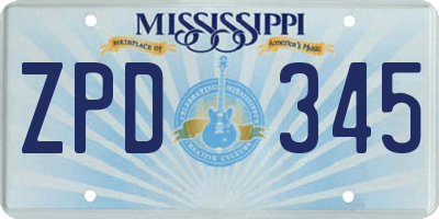 MS license plate ZPD345