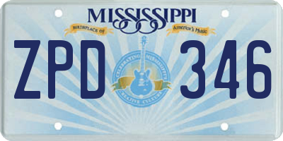 MS license plate ZPD346