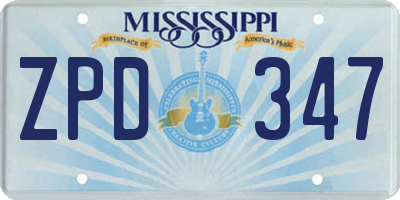 MS license plate ZPD347
