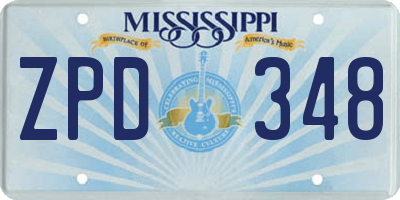 MS license plate ZPD348
