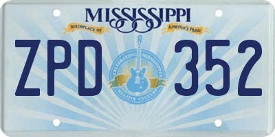 MS license plate ZPD352