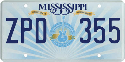 MS license plate ZPD355