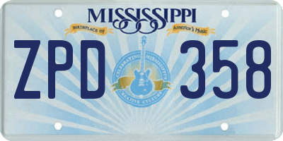 MS license plate ZPD358