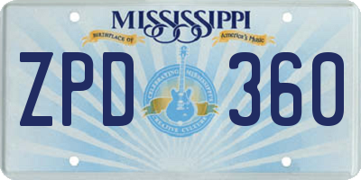 MS license plate ZPD360