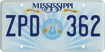 MS license plate ZPD362