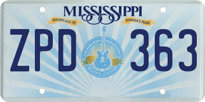 MS license plate ZPD363