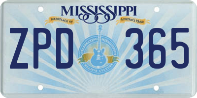 MS license plate ZPD365