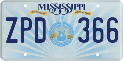 MS license plate ZPD366