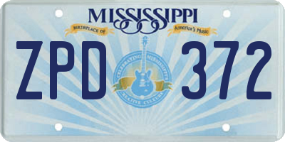 MS license plate ZPD372